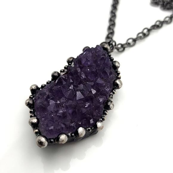 Genuine Amethyst Geode Necklace - Picture 1 of 4